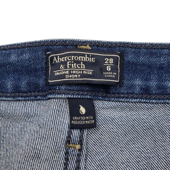 Abercrombie & Fitch Simone High Rise Jean Shorts Womens 6/28 Denim Cuffed Fray - Picture 3 of 8